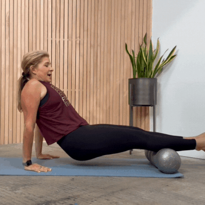 Calf Roll Out Foam Rolling exercise Rollga FIT4MOM Lisa Druxman.gif